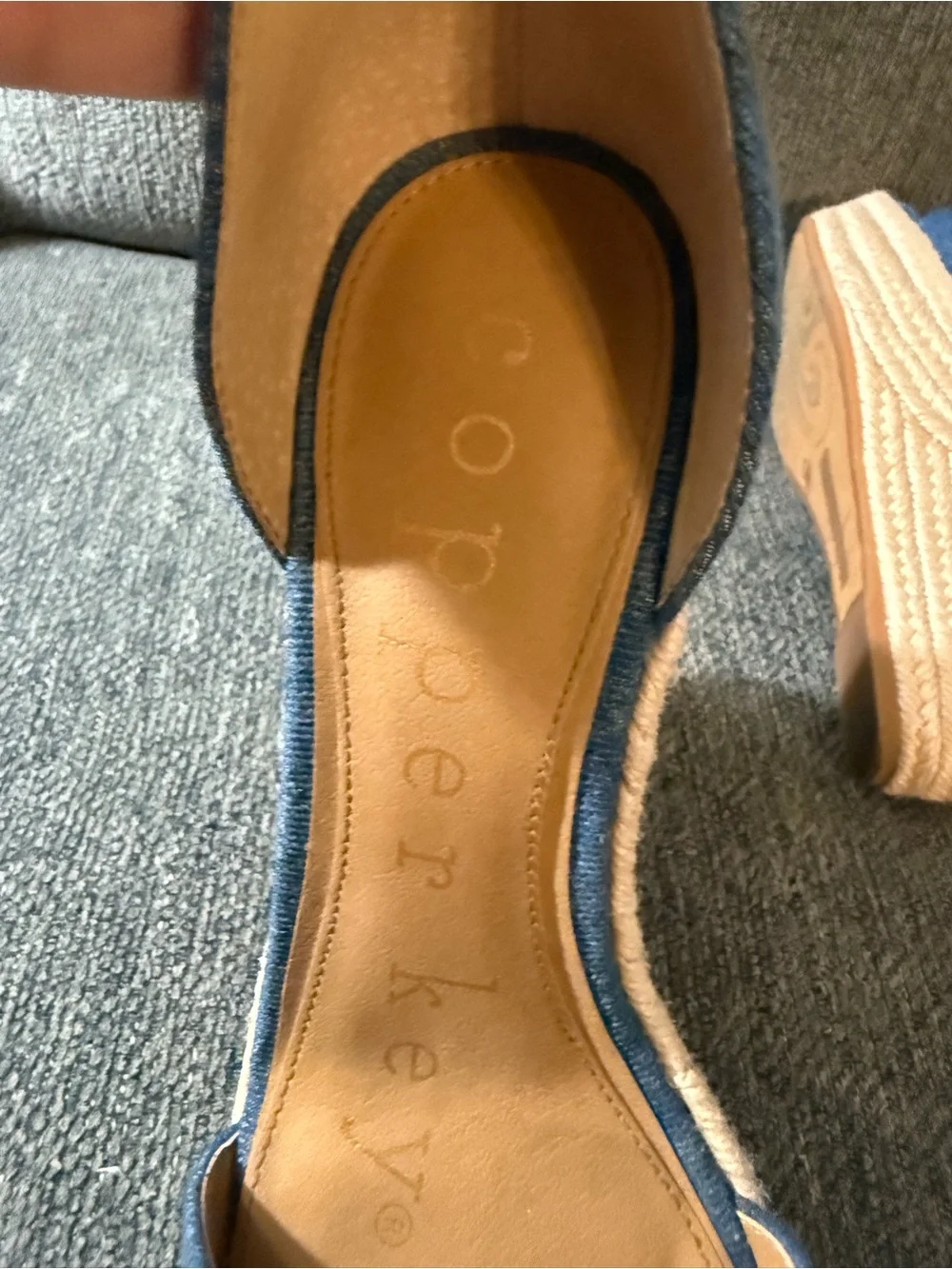 NWOT-Copper Key Denim Blue Espadrille Wedge Sandals